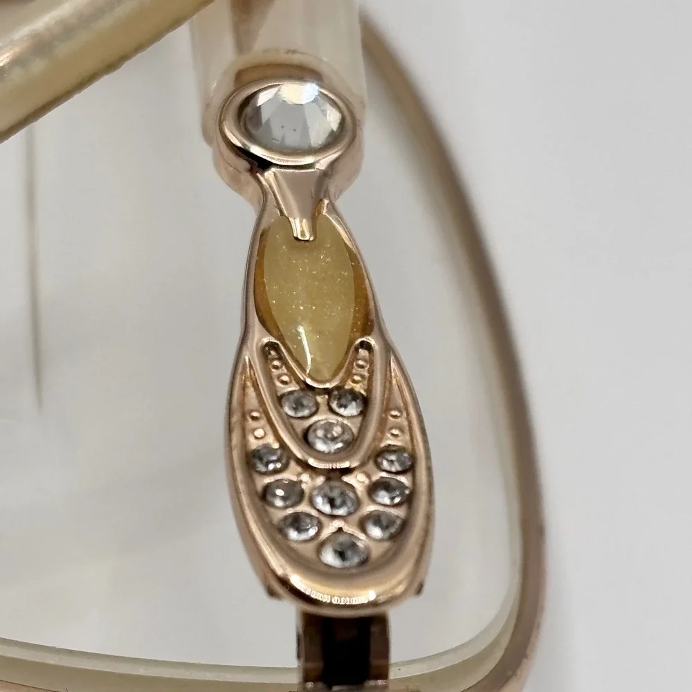 Vintage Librarian Eyeglasses Côte d'Azur‎ 53-17-135 Gold Metal Rhinestone Italy